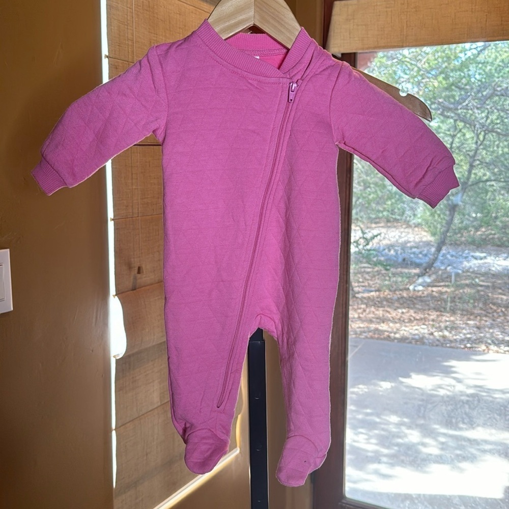PL Baby by Petit Lem Pink Quilted Cotton Footie Size 3 Mths